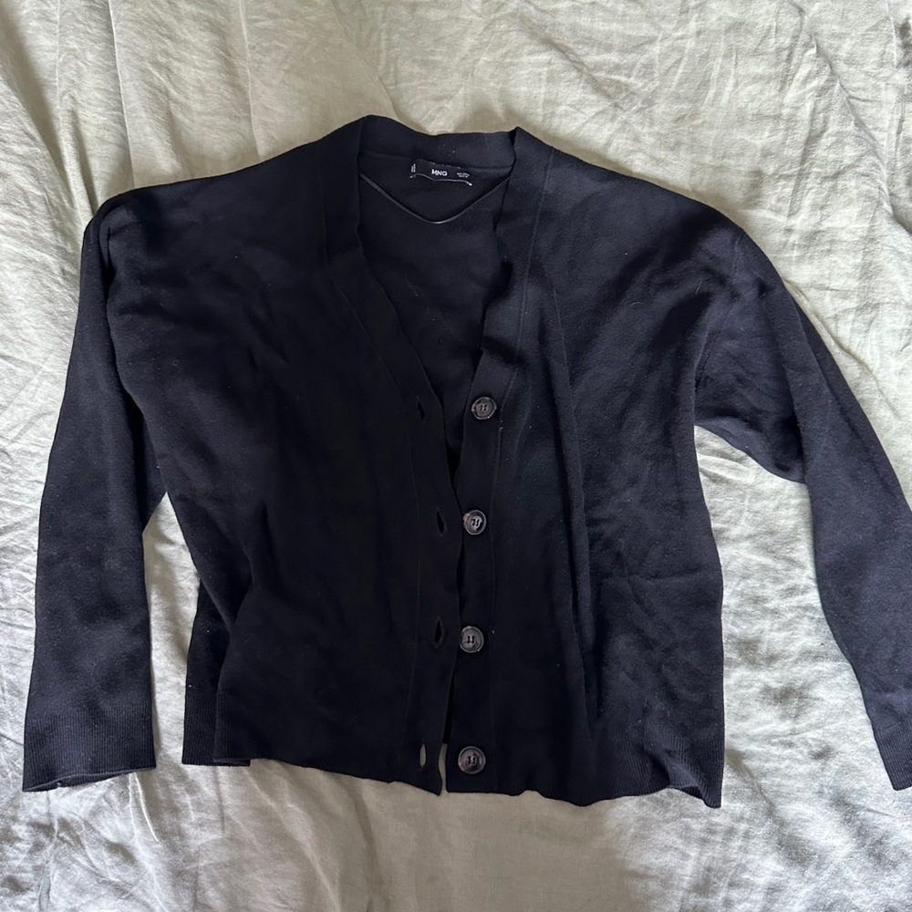 Mango Classic Black Knit Cardigan